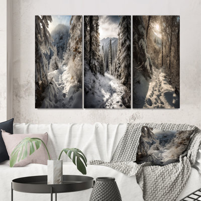 «Frosty Snow Forest Path», 3 pièces