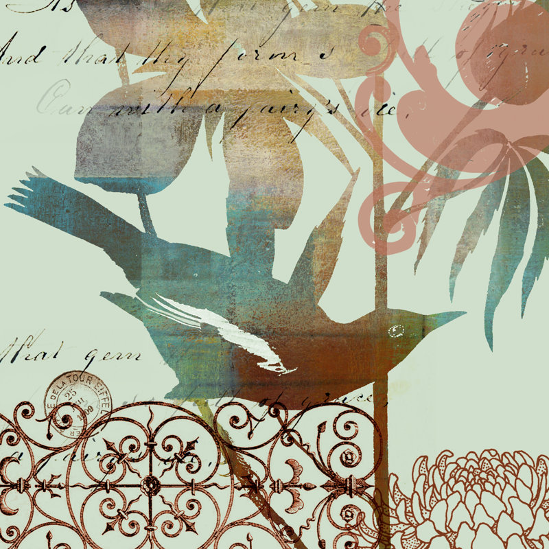 Oiseau fantaisiste I, H 30 po x l 30 po x P 1,25 po
