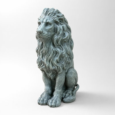 Weatherproof Sitting Lion Statue, Durable Magnesium Oxide Lion Sculpture for Outdoor Garden Lawn Patio Decor, Lifelike Vintage Style Decorative Ornament for Entryway Porch Indoor Hallway Shelf Mantelpiece, Rustic Classical Home Garden Decor Accent