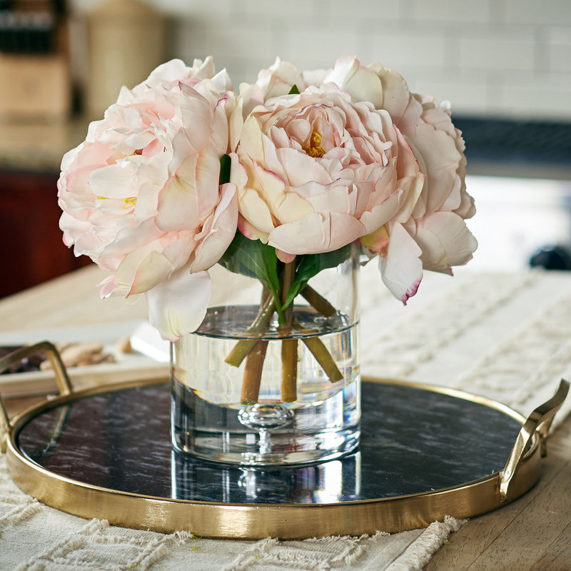 Arrangement floral pivoine dans un vase Blush Real Touch, Rosé