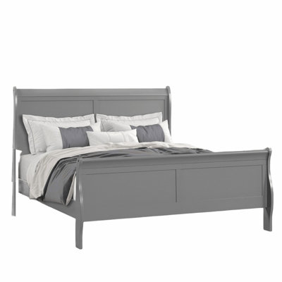 Meuble de chambre à coucher gris de style lit traîneau gris 1pc Louis Phillipe