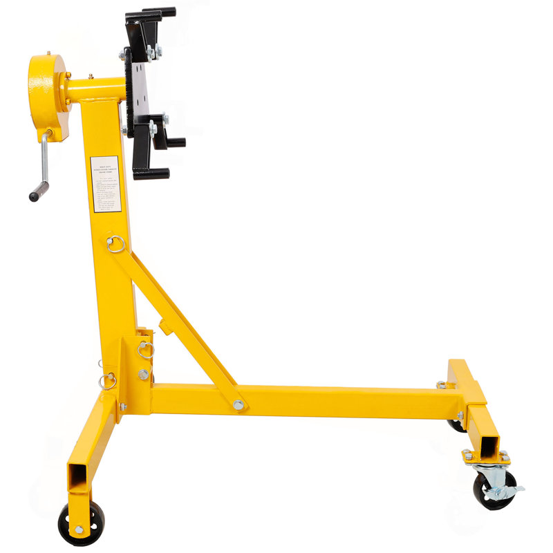 1000Lbs Folding Engine Stand,Geared Rotating Head,360 Degree Adjustable Mounting Head,Yellow Color