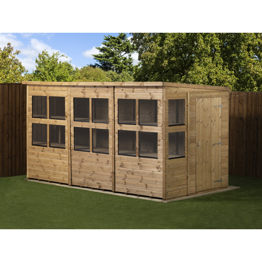 Empire Sheds Pent Potting Shed 12x6ft Double Door Wooden Garden Shed - Brown - Image 4