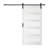 Glass and Manufactured Wood Sliding Barn Door with Installation Hardware Kit-86475563
