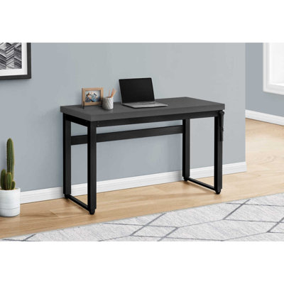 Computer Desk, Home Office, Standing, Adjustable, 48"L, Work, Laptop, Grey Laminate, Black Metal, Contemporary, Modern