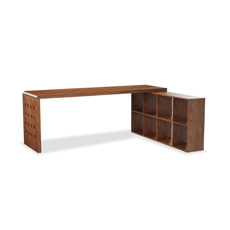 Bureau rectangulaire brun en bois massif, H 29,53 po x l 78,74 po x P 23,62 po