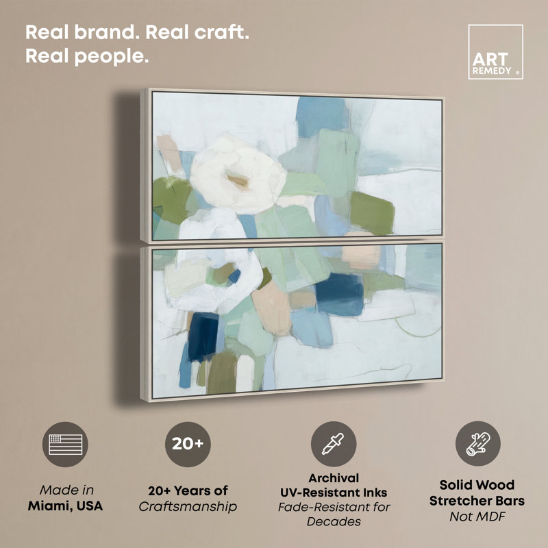 Keiser " Shore Tides II " by Art Remedy 2 - Pieces, 25"H x 49"W, Silver Frame