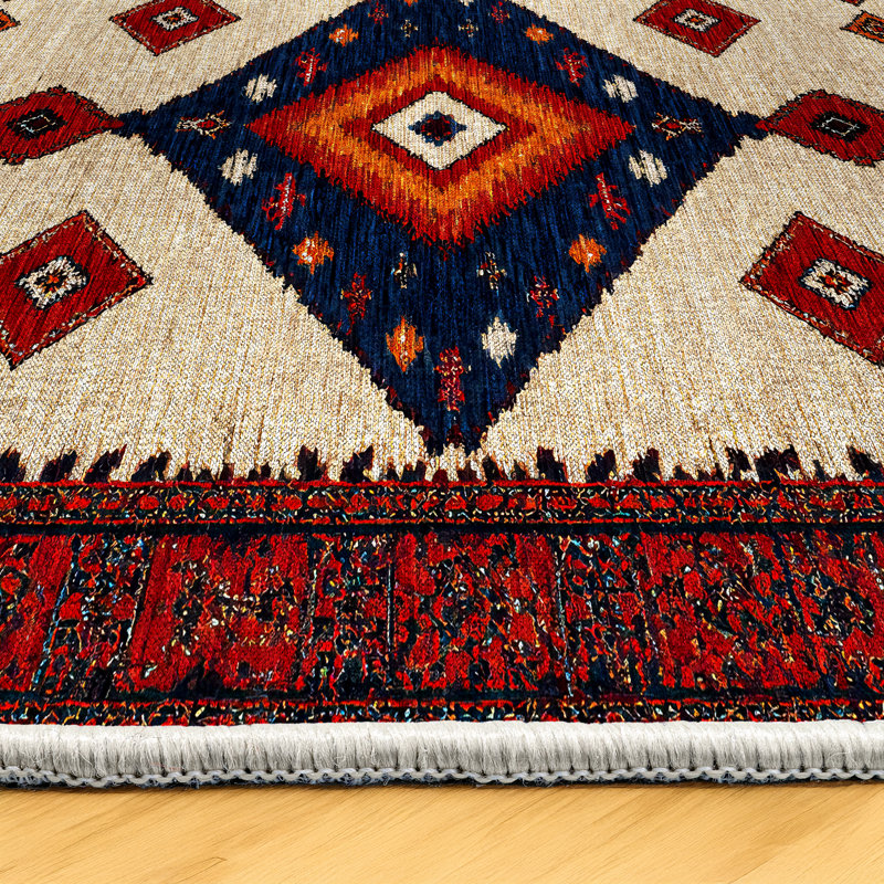 Kaia Collection Digital Print Cotton-Polyester Burgundy Moroccan Rug, Runner 2'8" x 9'11"