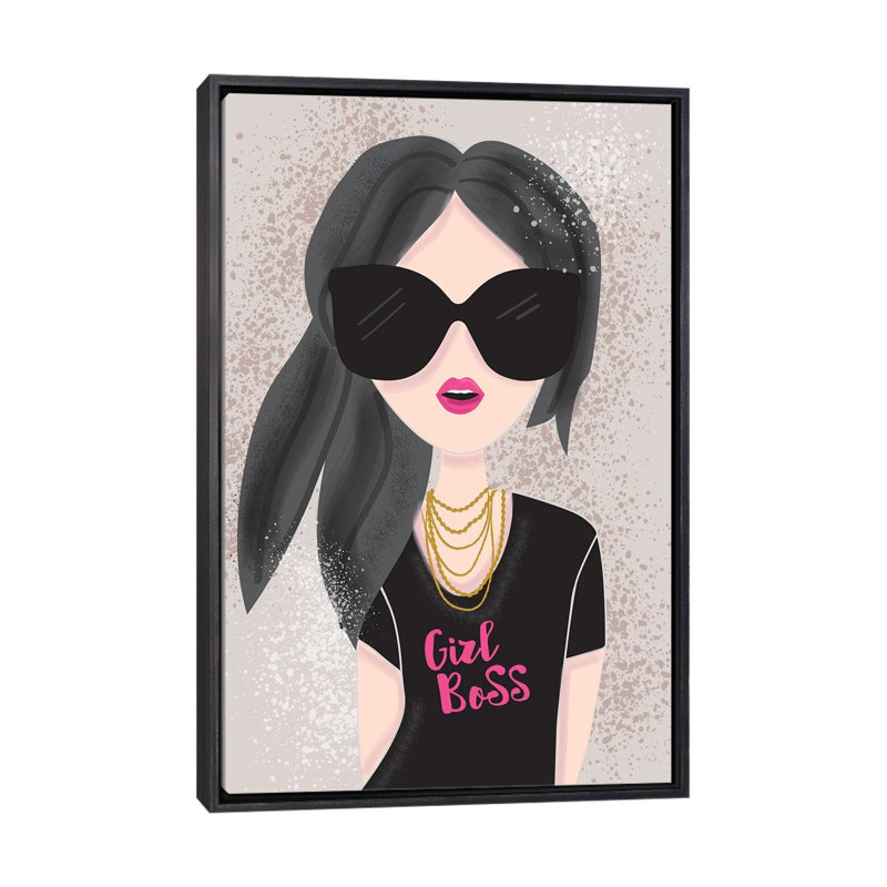 «Everyday Girl Boss III» par Lisa White boutons - impression d'art graphique, H 60 po x l 40po x P 1,5 po, Pas de tapis