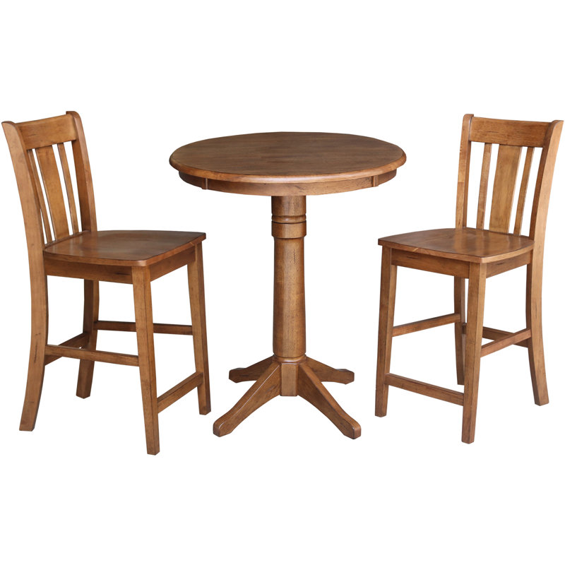 Palladino 3 - Piece Counter Height Solid Wood Dining Set, Distressed Oak