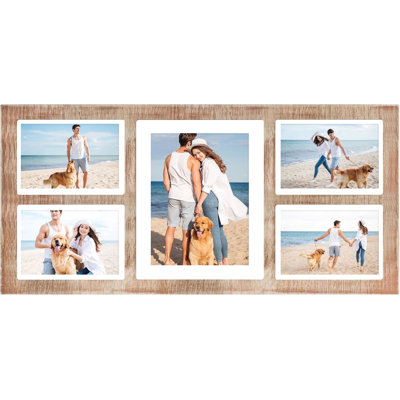 Collage Picture Frame for 8x10 and 4 5x7 Pictures Display,5 Opening Family Photo Frames with Tempered Glass Wall Decor(Rustic Brown_1 Pack)