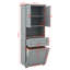 Grande armoire de salle de bain avec panier à linge inclinable et rangement supérieur, armoire de rangement avec deux portes, tablette réglable et tiroir-1447919406