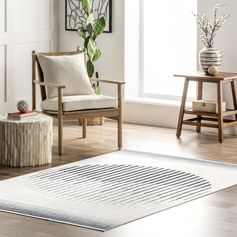 Tapis contemporain lavable à la machine Francesca SpinClean Moon, Rectangle 6 pi x 9 pi