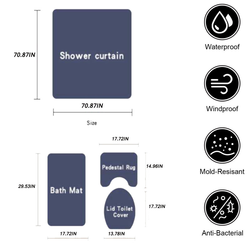 Rideau de douche Jhadiel avec crochets inclus