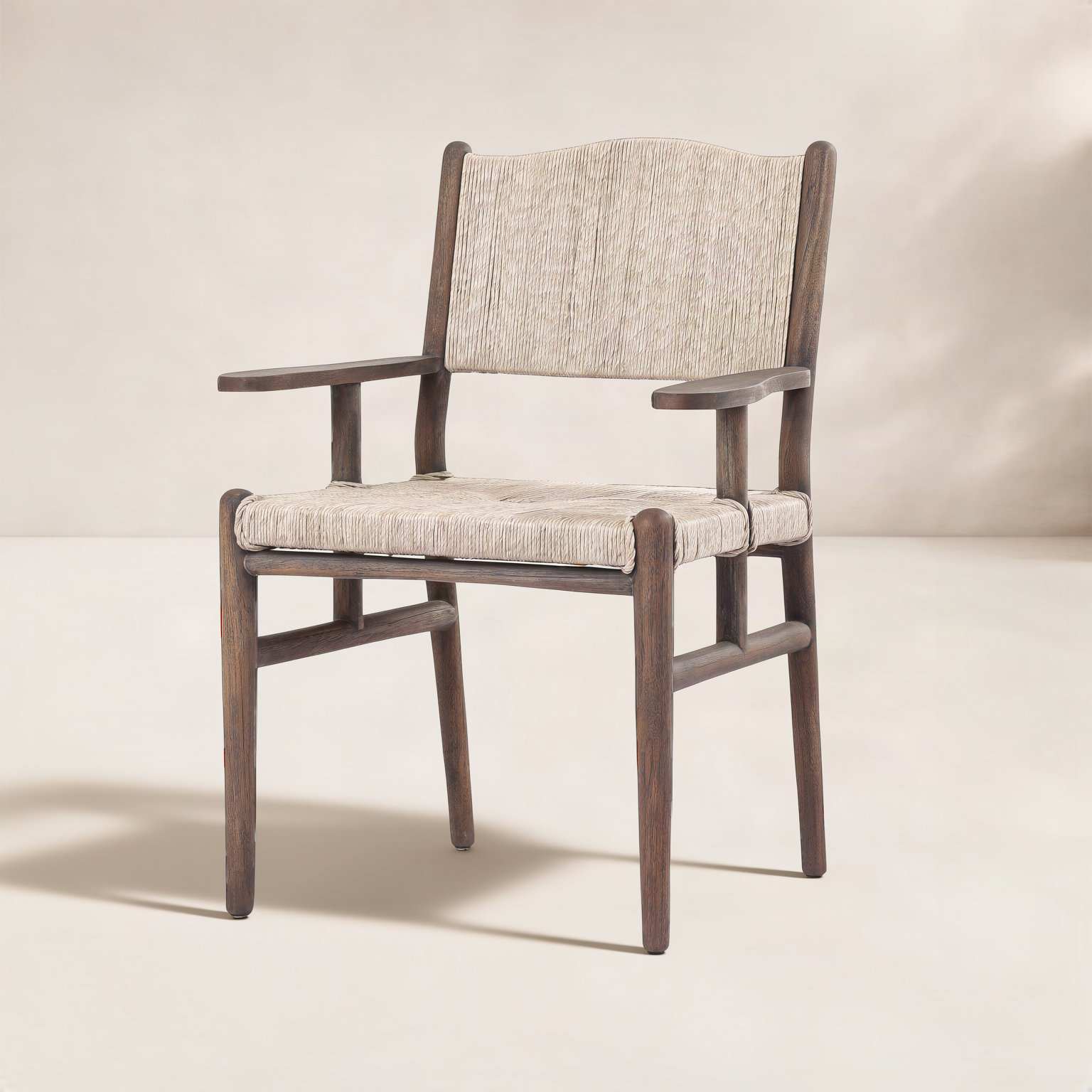 Abella Outdoor Dining Armchair-Stained Saddle Brown, Brown