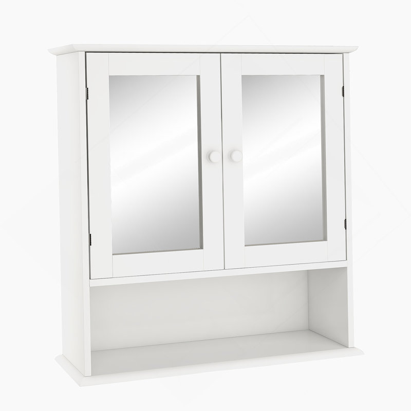 Armoire murale de salle de bain avec portes et tablettes à miroir Doule