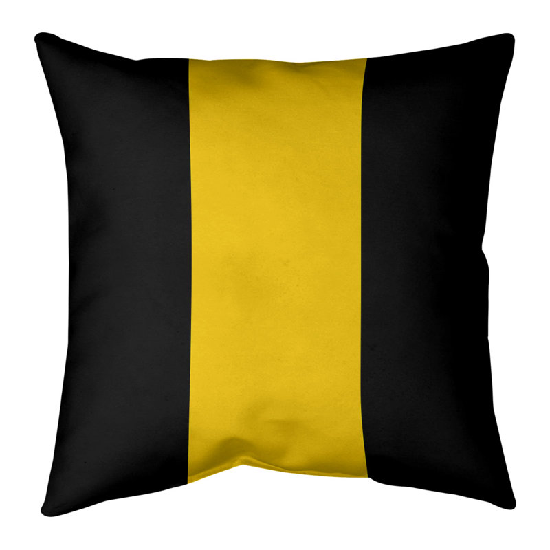 Coussin intérieur/extérieur Iowa, H 18 po x l 18 po, Noir / Jaune moyen