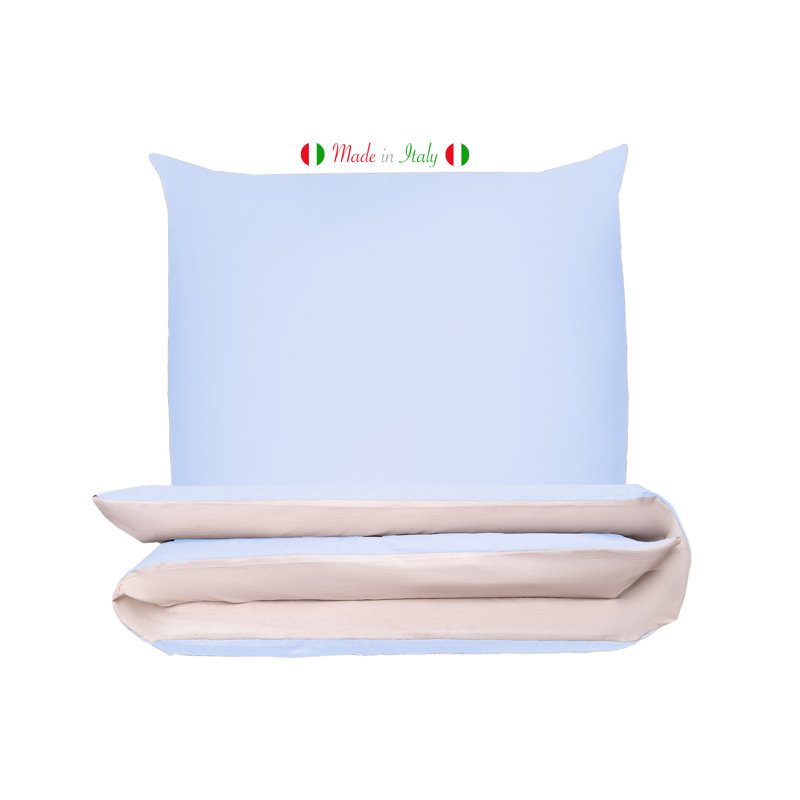 Cotton Duvet Set, Kingsize - 2 Pillowcases (80 x 80cm), Azure/Cream