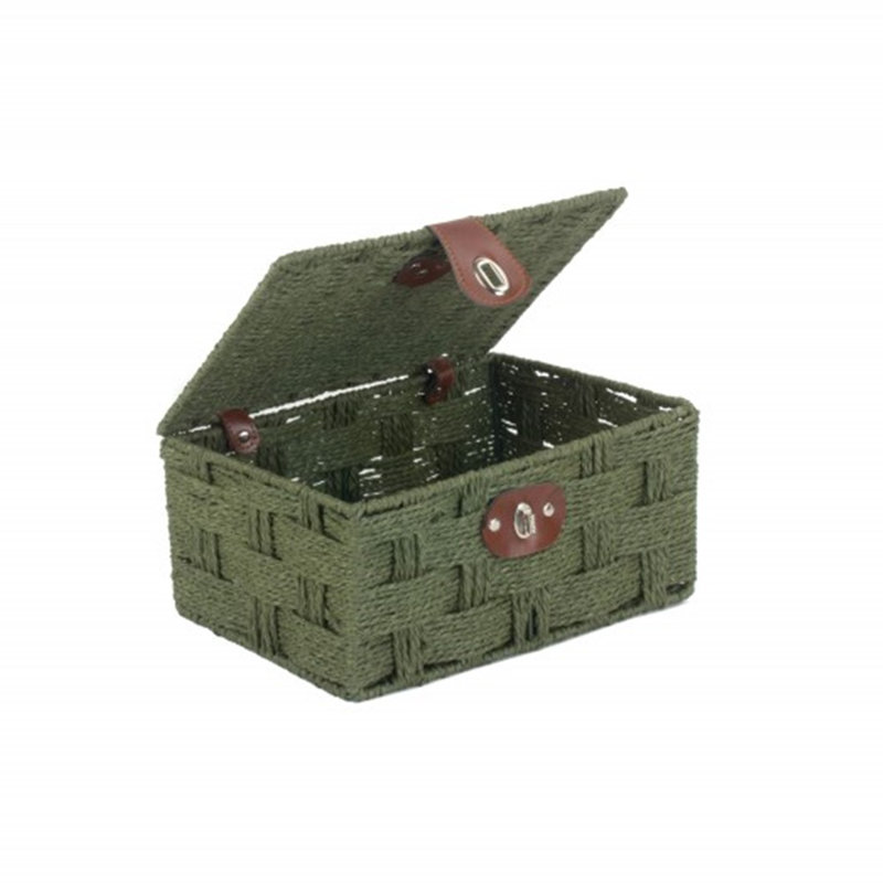 Paper Rope Gift or Storage Hamper, 21cm H x 34cm W x 45cm D, Green