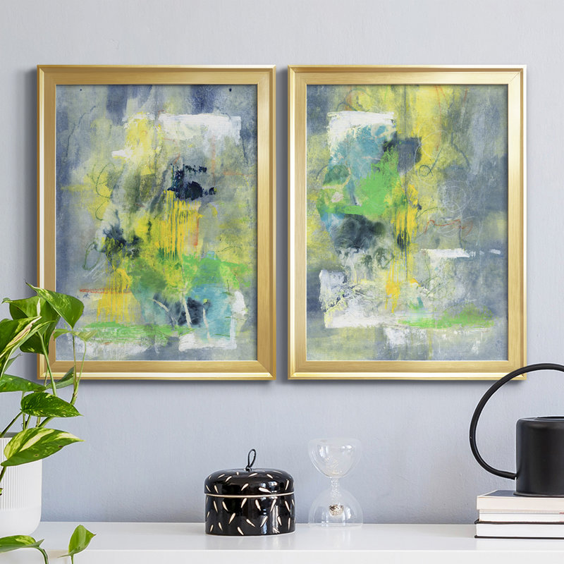 «Sweet Things I», ensemble de 2 peintures sur toile encadrées, H 30,5 po x l 45 po x P 1 po, Or