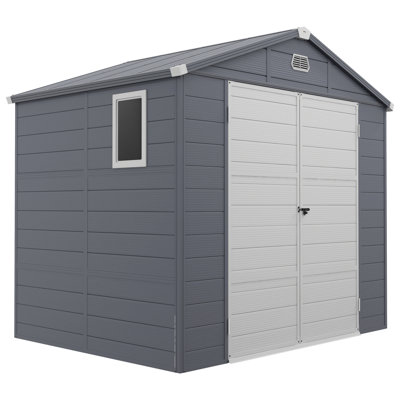 7.9ft x 6.2ft Metal Frame and Plastic Wall Shed with Foundation