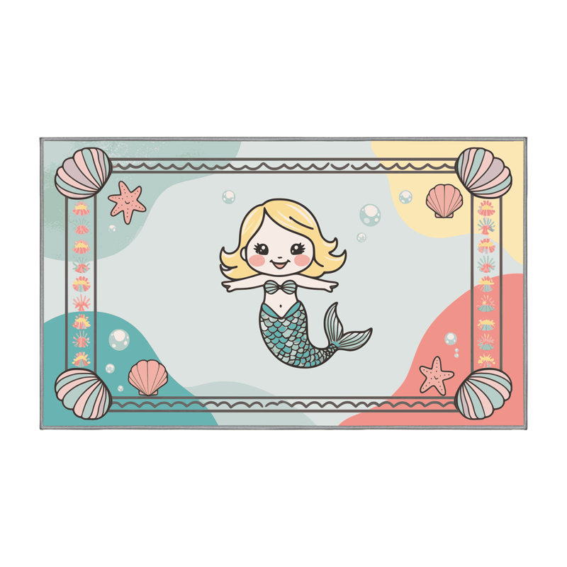 Tapis lavable pour enfants Sunside Sails Mermaids Ocean_Mer022, Rectangle 5 pi x 7 pi