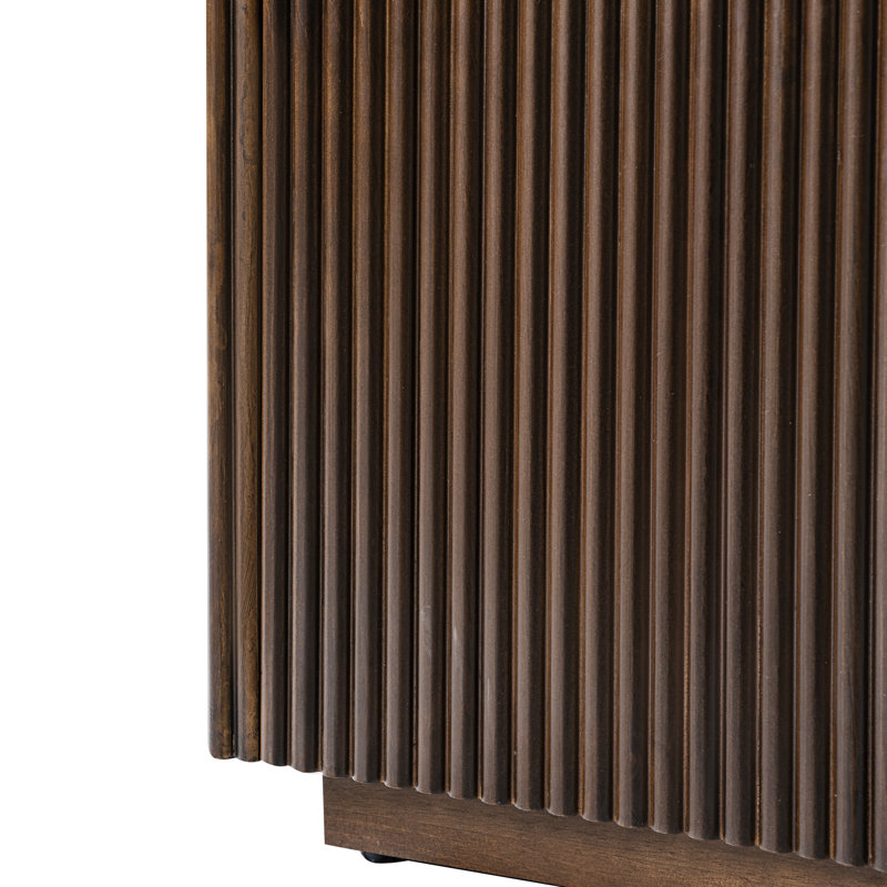 Martha Modern 32.6"W 2 Door Solid Wood Fluted Accent Cabinet, Walnut