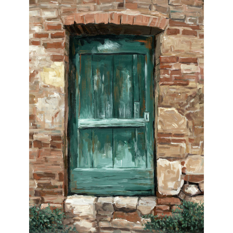 La vieille porte peinte à la main - reproduction sur toile tendue, H 16 po x l 12 po