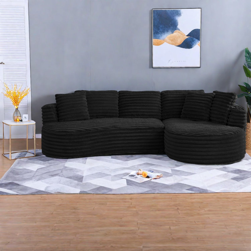 Canapé incurvé moderne en velours côtelé Compression Sectionals