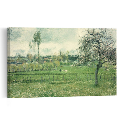 Meadow At Eragny, 1885 Impressionist Abstract Contemporary Landscape Nature Wall Art Print by Camille Pissarro - 1 Piece Wrapped Canvas Wall Art