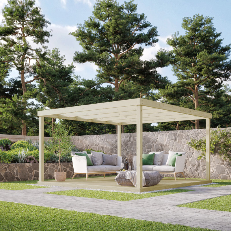 Janeigh Manufactured Wood Pergola, 270cm H x 240cm W x 240cm D, Light Green