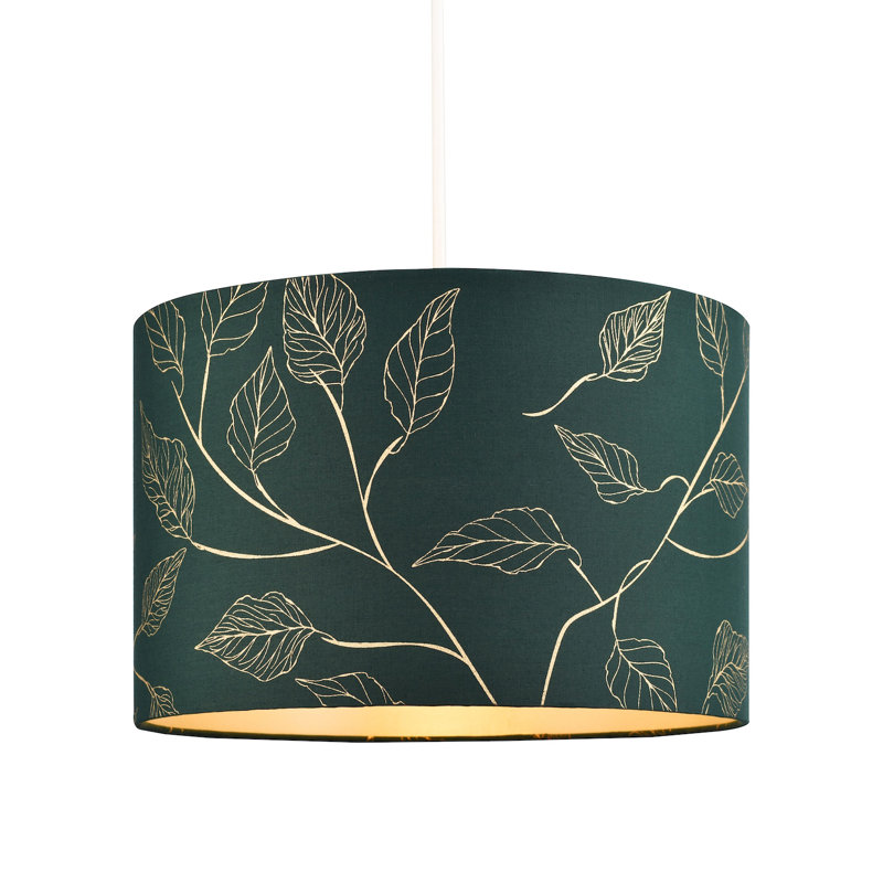 20cm H Cotton Blend Drum Lamp Shade ( Screw On ) in Green