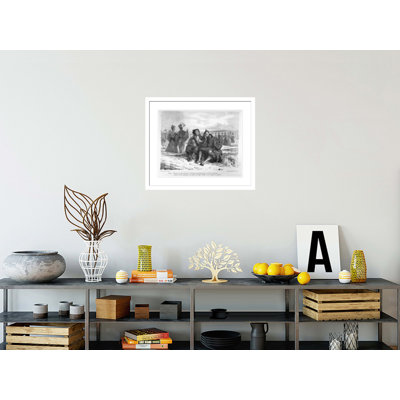 Faust and Wagner in conversation Illustration for Faust by Goethe (b/w photo of lithograph) by Eugène Delacroix -Framed Giclee Print