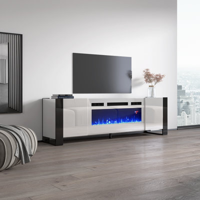 Rickeisha TV Stand for TVs up to 85" with Electric Fireplace Included by Orren Ellis
