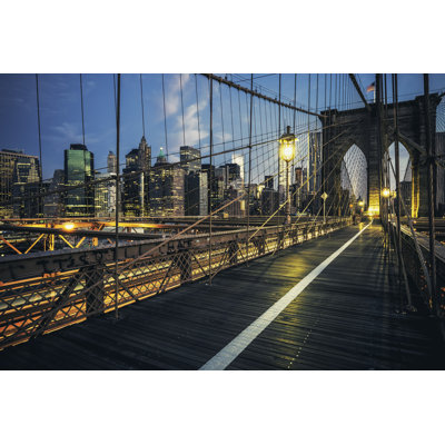 Arpita Brooklyn Bridge By Night by Vwalakte - Wrapped Canvas Print