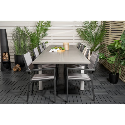Jayesh 8 - Person Acacia Patio Dining Set with Extendable Rectangular Table