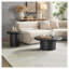 Ensemble de 2 tables basses rondes modernes avec placage de bois, tables d'appoint gigognes pour salon, noir