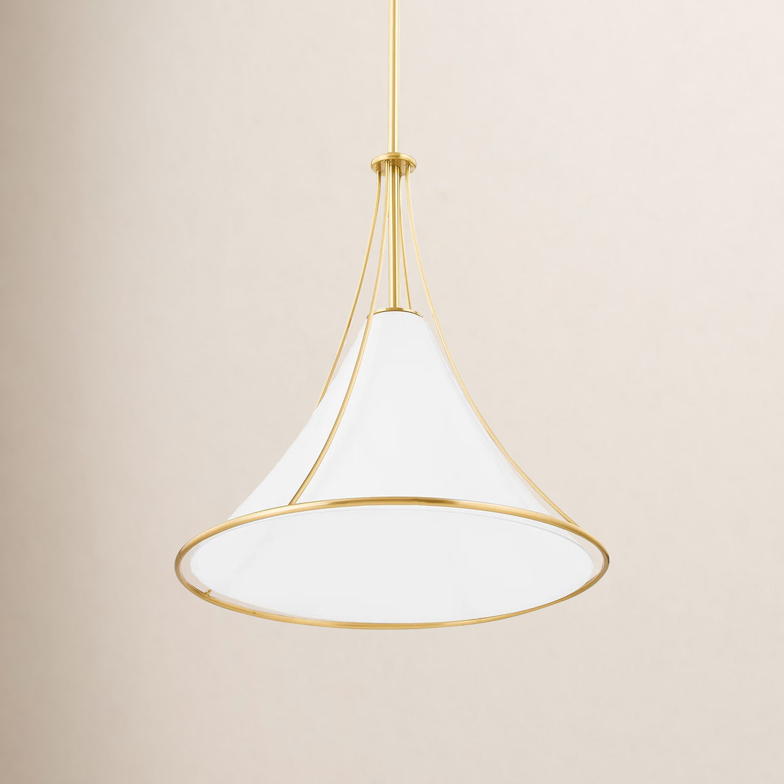 Swift Single Light Glass Steel Dimmable Pendant, Aged Brass, 18.5" H x 17.25" W x 17.25" D