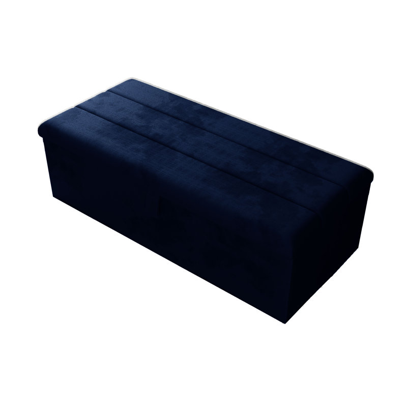 Airiona 102cm Wide Rectangle Striped Standard Ottoman with Storage, Blue