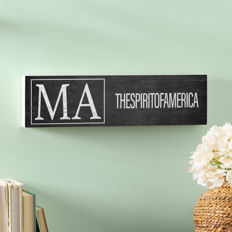 State Wooden Mantle Sign Massachusetts 18x5"