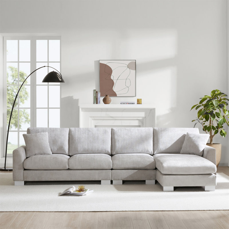 Canapé modulaire surdimensionné Emerton, Chenille gris pâle