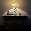 Lampe de table Meryem Tiffany avec haricots de cristal en verre teinté doré et ampoule DEL H 22 po x l 12 po x P 12 po