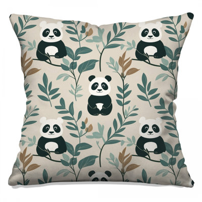 Panda Leaf Pattern Double Sided Throw Pillows