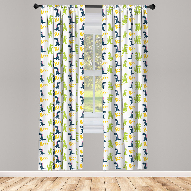 Panneau coulissant semi-diaphane avec passe-tringle Dinosaur Party, 28 po x 63 po