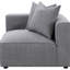 Fauteuil d'angle gris - idéal pour les espaces de vie dans les habitations, conception modulaire et polyvalente, siège et dossier serrés avec des détails décoratifs soudés, surface en duvet confortable, prise des pieds
