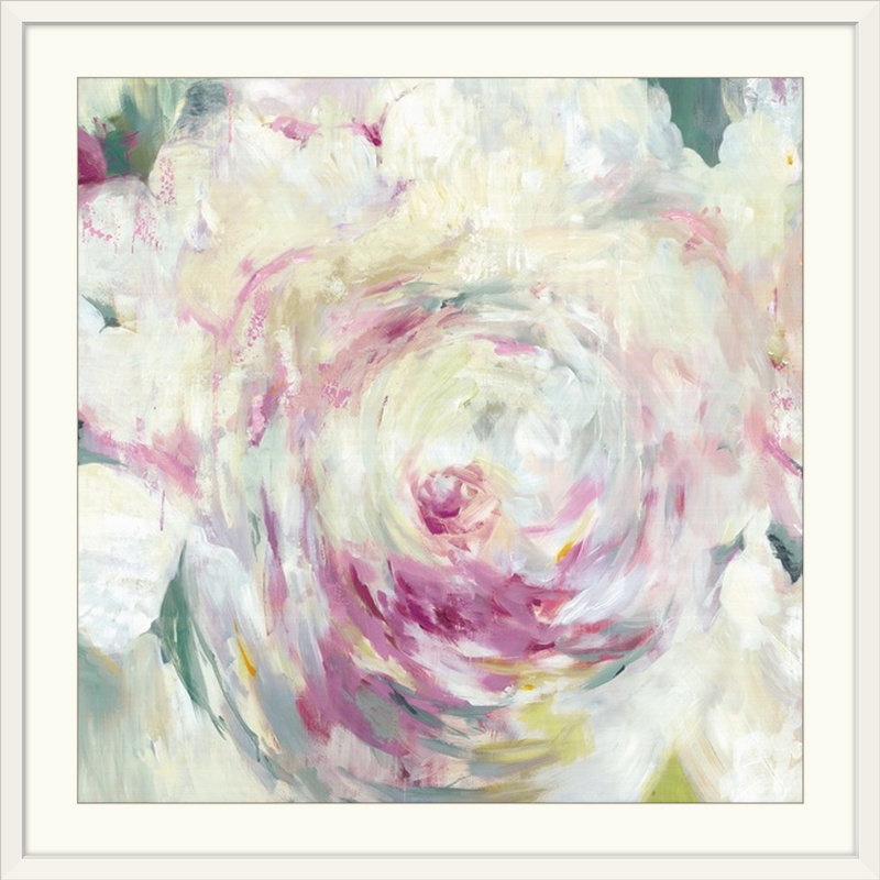 «Shabby Peony I» - reproduction, Cadre blanc, H 28 x l 28 po x P 1 po