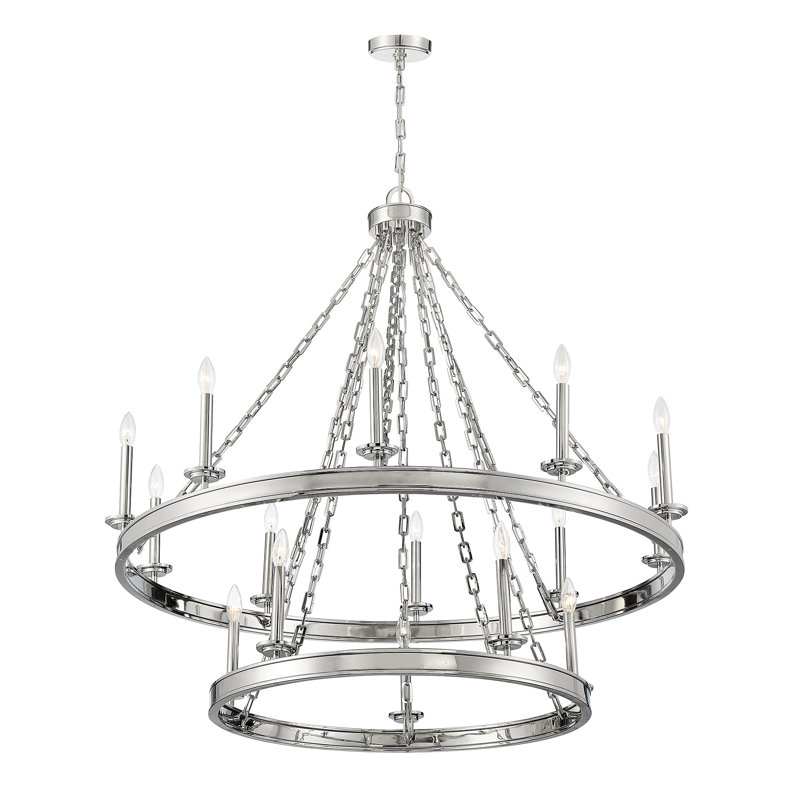 Hanae 15 - Light Dimmable Tiered Chandelier, Polished Nickel
