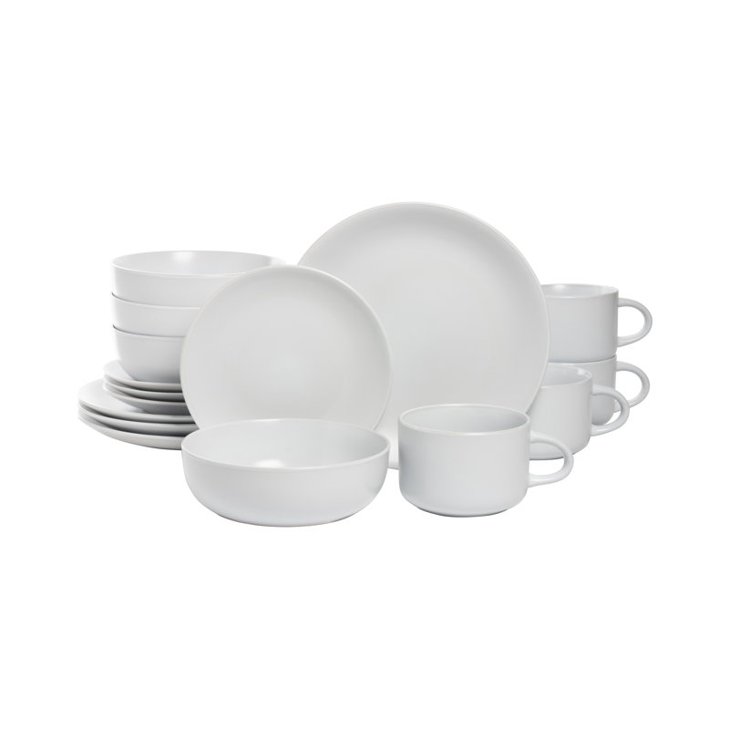 Wazee Matte 16 Piece Dinnerware Set, Service for 4, White