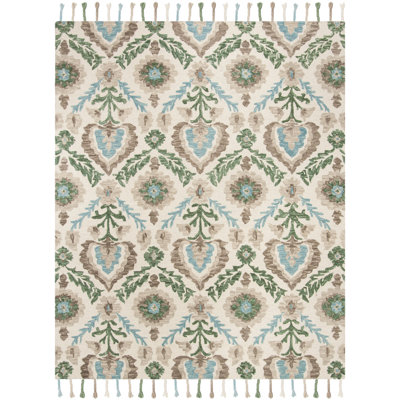 Niederanven Hand Hooked Wool Ikat Rug