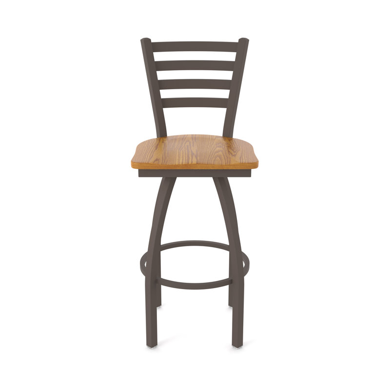 Tabouret pivotant Jackie, Bronze, Bois - Chêne moyen, Tabouret de comptoir (siège d'une hauteur de 25 p